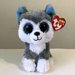Ty Beanie Boos Slush the Huskey Dog 6” Plush Stuffed Animal Glitter Eyes W/Tag
